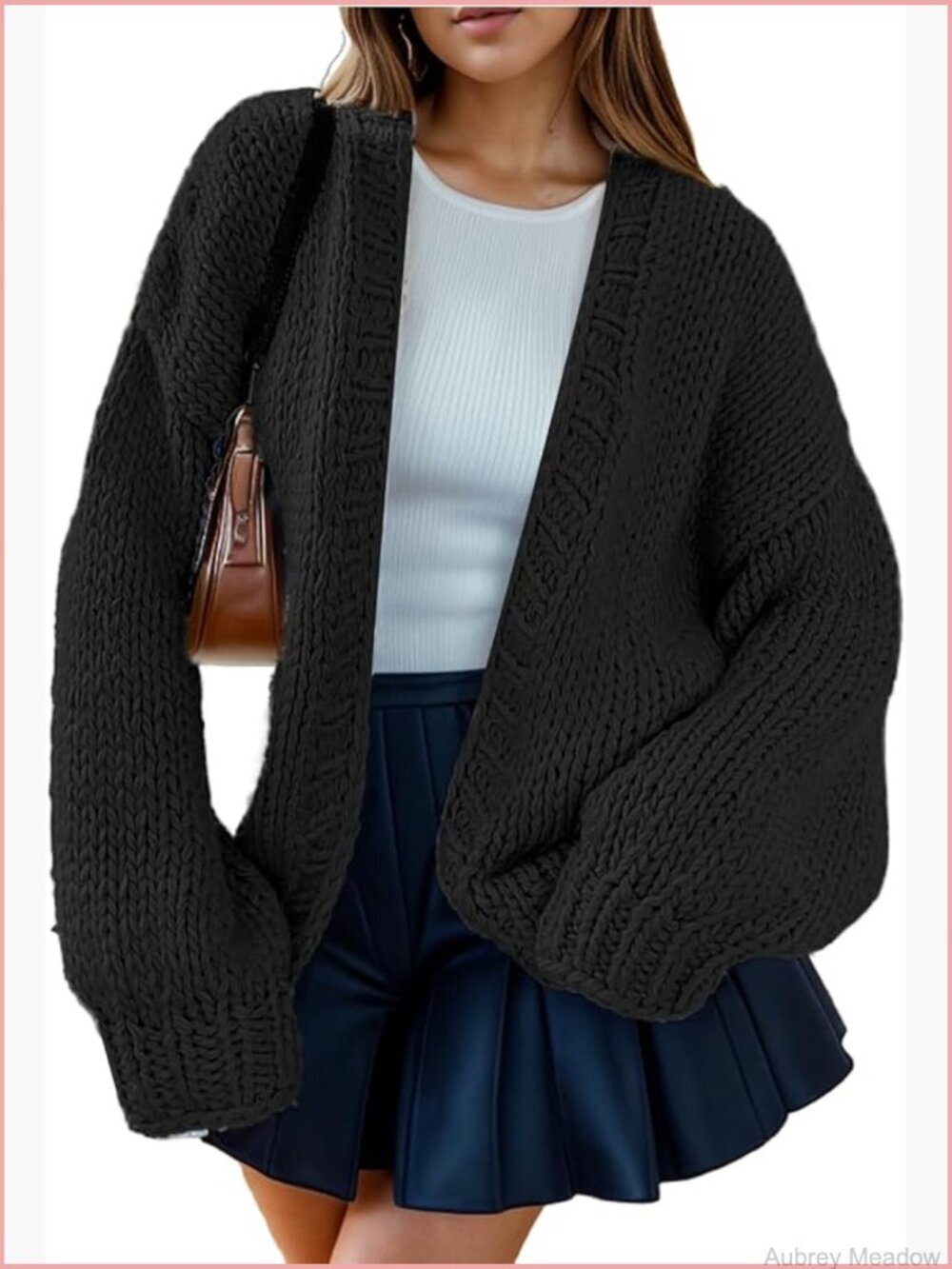Oversized Open Front Chunky Knit Cardigan Sweater Long Sleeve Cozy Jacket Top